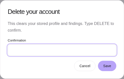 The Conceal deletion confirmation asks you to type DELETE
